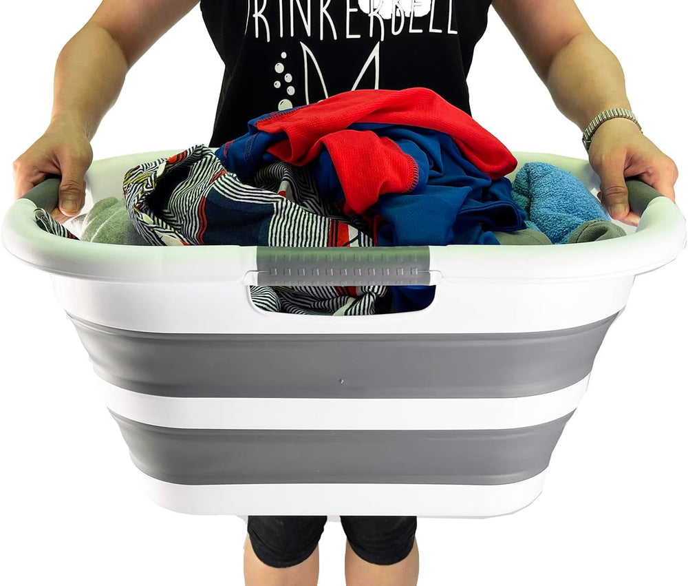 SAMMART 30L (7.9 gallons) Collapsible Plastic Laundry Basket/Washing Tub - Fo...
