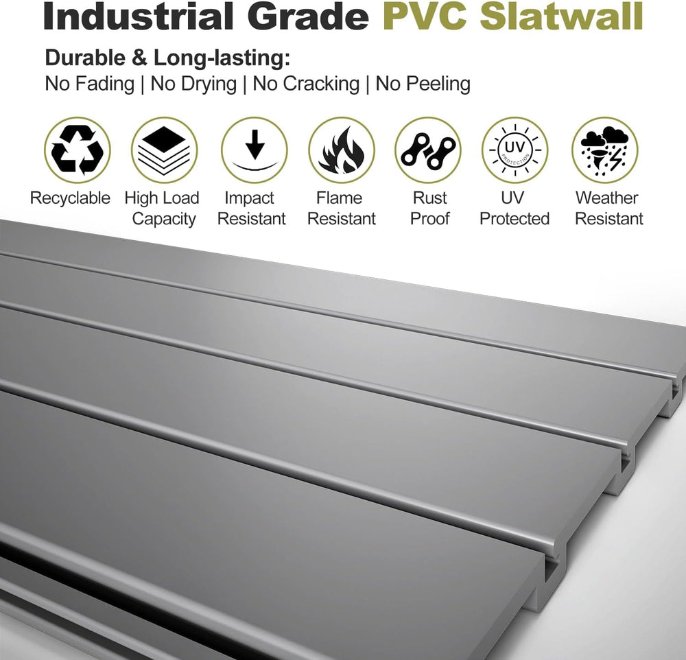 Slatwall Panel Garage Wall Organizer, Grey, 2'H x 4'W