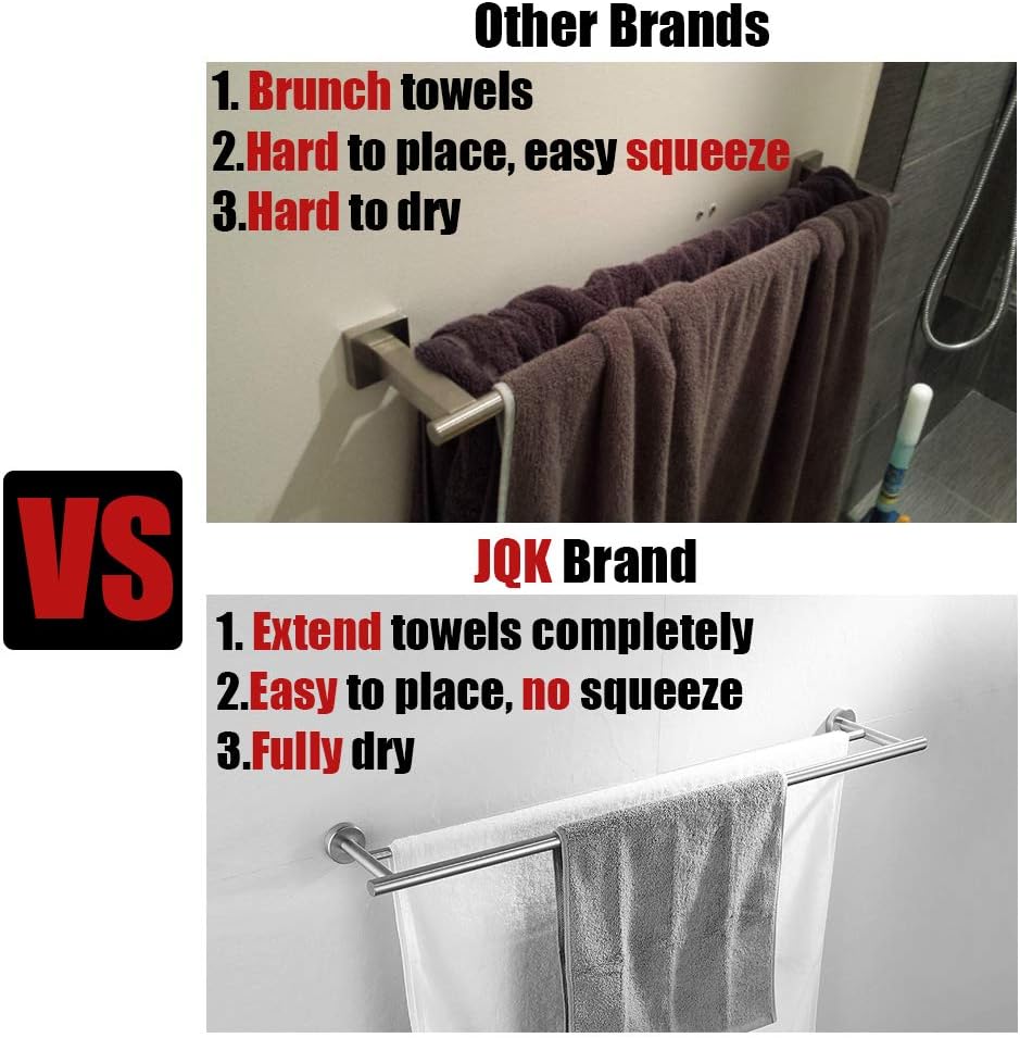 JQK Bath Towel Bar, 33 Inch 304 Stainless Steel Thicken 0.8mm Single Towel Ra...