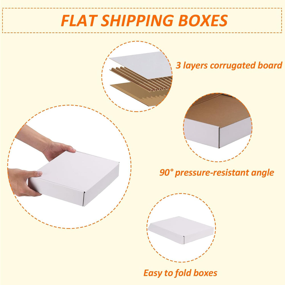 HORLIMER 11x8x2 Shipping Boxes Set of 30, White Corrugated Cardboard Mailer B...