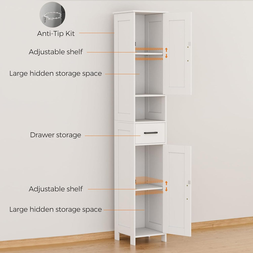 67" H Tall Bathroom Storage Cabinet with Barn Doors and Drawer