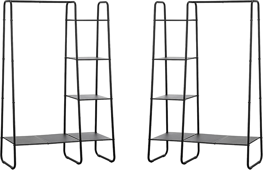 SunnyPoint Open Closet Garment Rack with 4-Tier Shelves & Bottom Storage ...