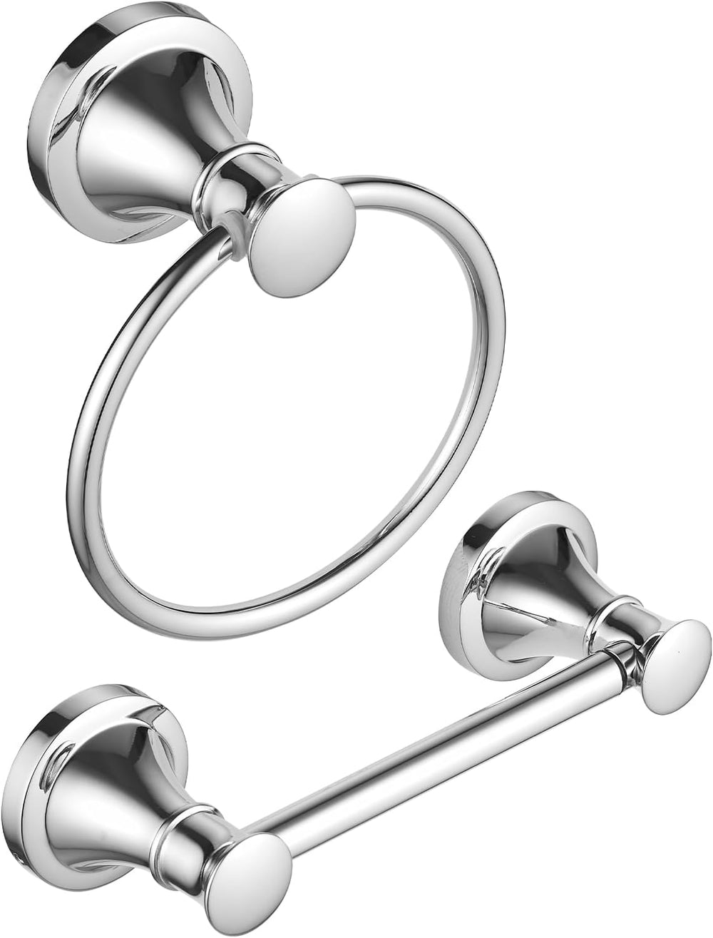 Pivoting Toilet Paper Holder and Hand Towel Ring, Polished Chrome