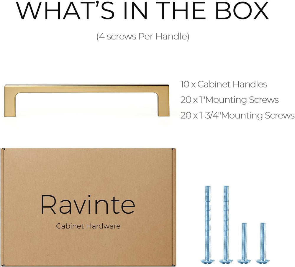 Ravinte Champagne Bronze Kitchen Square Cabinet Handles 5 Inch 10 Pack