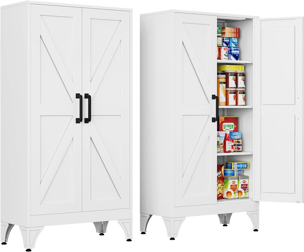 Letaya Metal Storage Cabinet,Small White Kitchen Pantry,for Bathroom/Garage