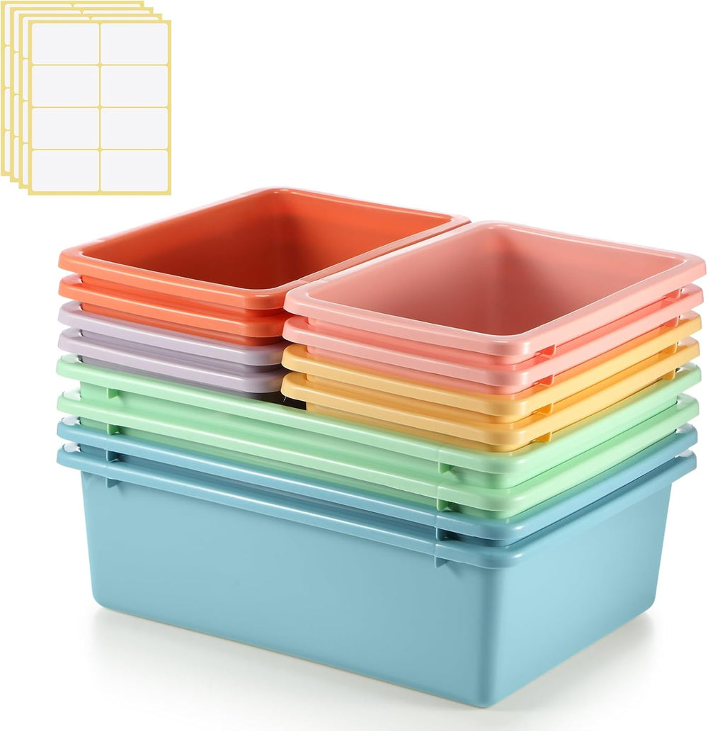 Zonon 12 Pcs Plastic Cubby Bins Office Storage Container Storage Bins Plastic...