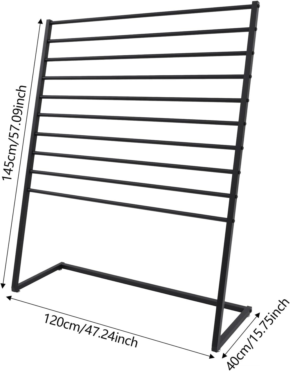 10 Tier Scarf Display Stand, 47.24In Metal Scarf Holder Organizer, Freestandi...