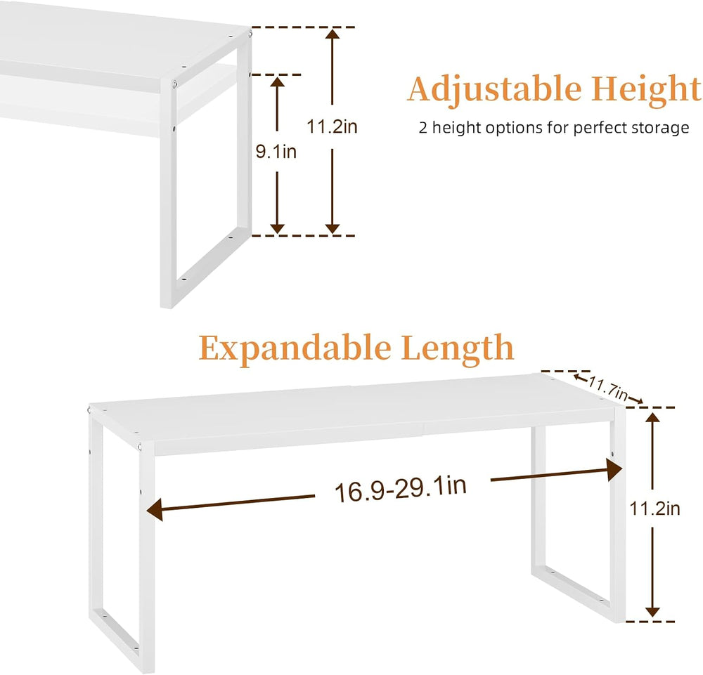 2 Pack Expandable Closet Organizers and Storage Shelves, Stackable Adjustable...