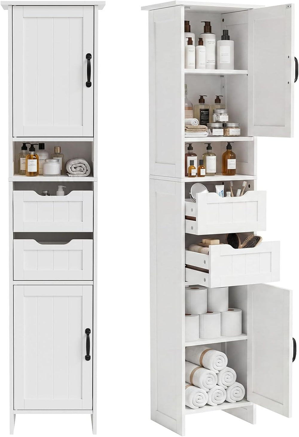67" Tall Bathroom Storage Cabinet, Narrow Bathroom Cabinet with 2 Doors,...