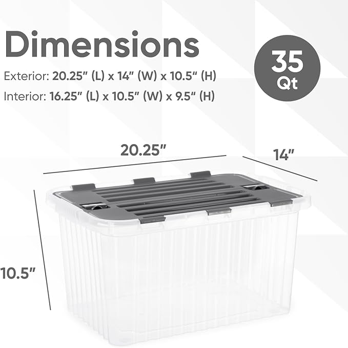 Superio Storage Bins with Lids, Stackable Totes, BPA Free, Odor Free, Organiz...