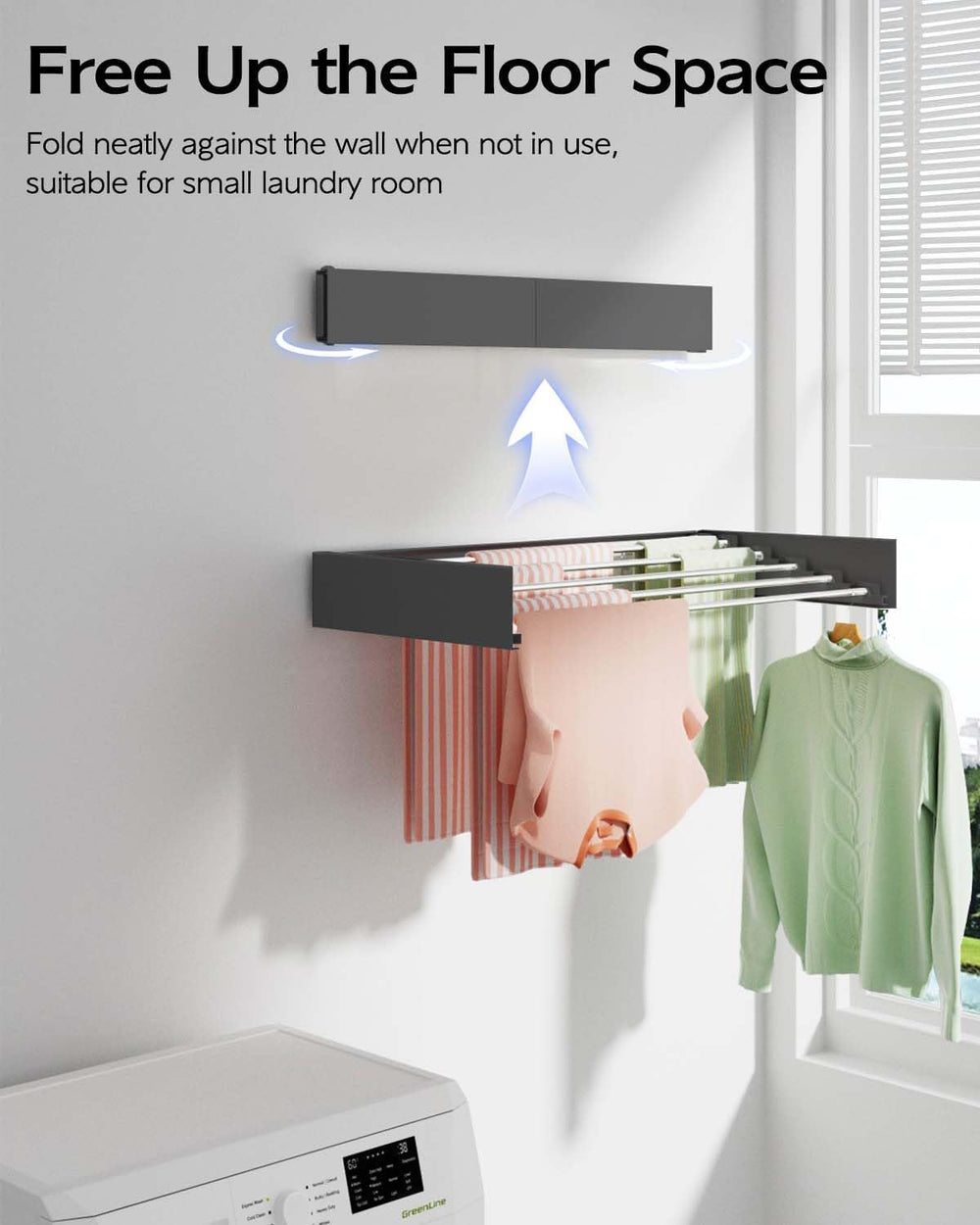 Vikaqi Wall Mounted Clothes Drying Rack 32", Foldable Wall Mount Laundry...