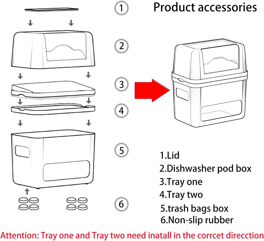 Trash Bag Dispenser Laundry Dishwasher Pods Container, Clear Acrylic Garbage ...