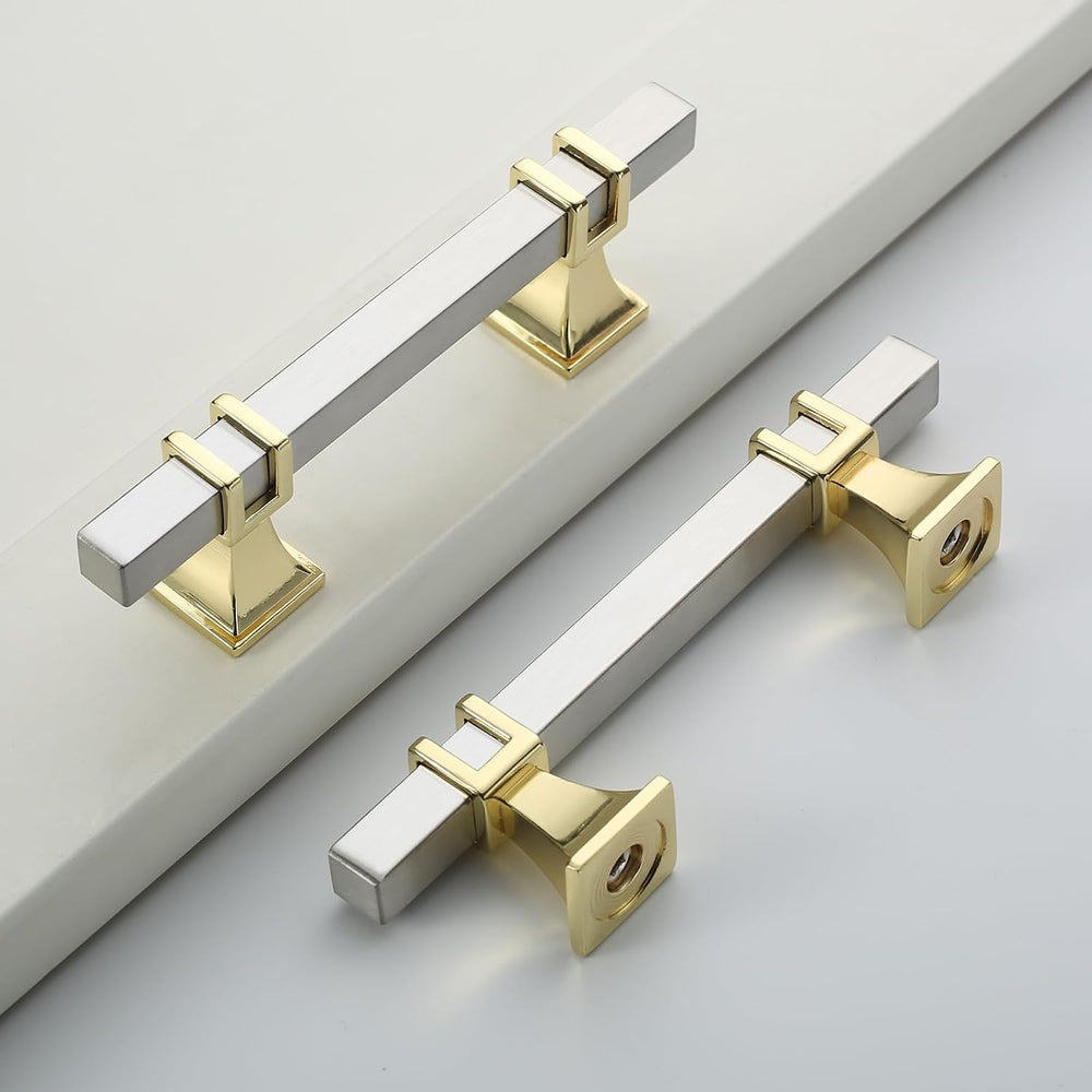 Brushed Gold & Satin Nickel Cabinet Handles Kitchen Pulls 3 Inch 10 Pack