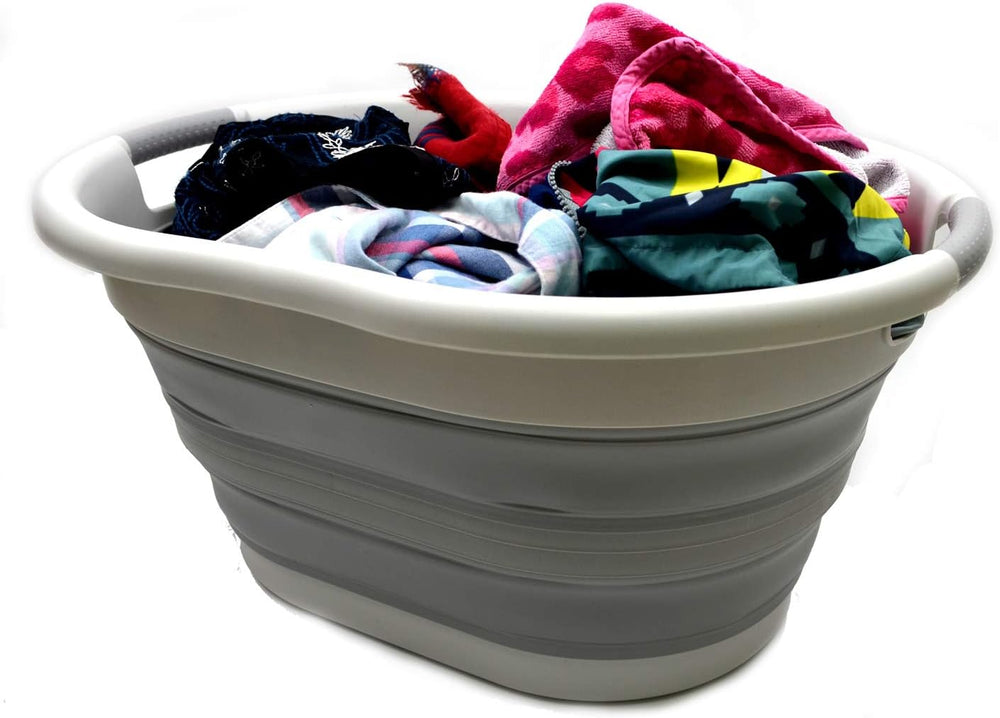 SAMMART 36L (9.5 Gallon) Set of 2 Collapsible Plastic Laundry Basket - Oval T...