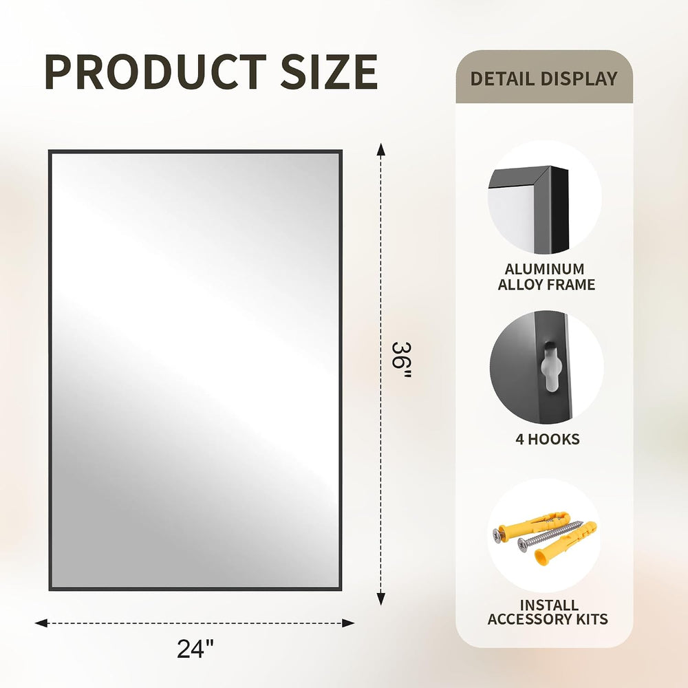 FICTOR Bathroom Vanity Mirror for Over Sink, 24" x 36", Black