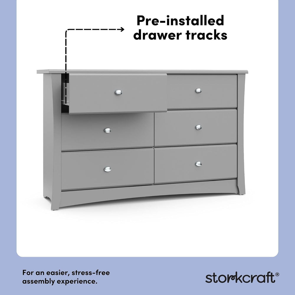 Storkcraft Crescent 6-Drawer Dresser, Pebble Gray