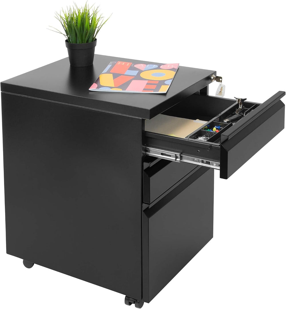 Mount-It! 3 Drawer File Cabinet with Lock and Wheels, Heavy-Duty Steel Rollin...
