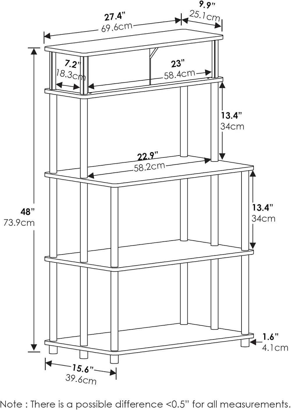 Furinno Turn-N-Tube Kitchen Storage Shelf with Top Cabinet for Kitchen, Dinin...