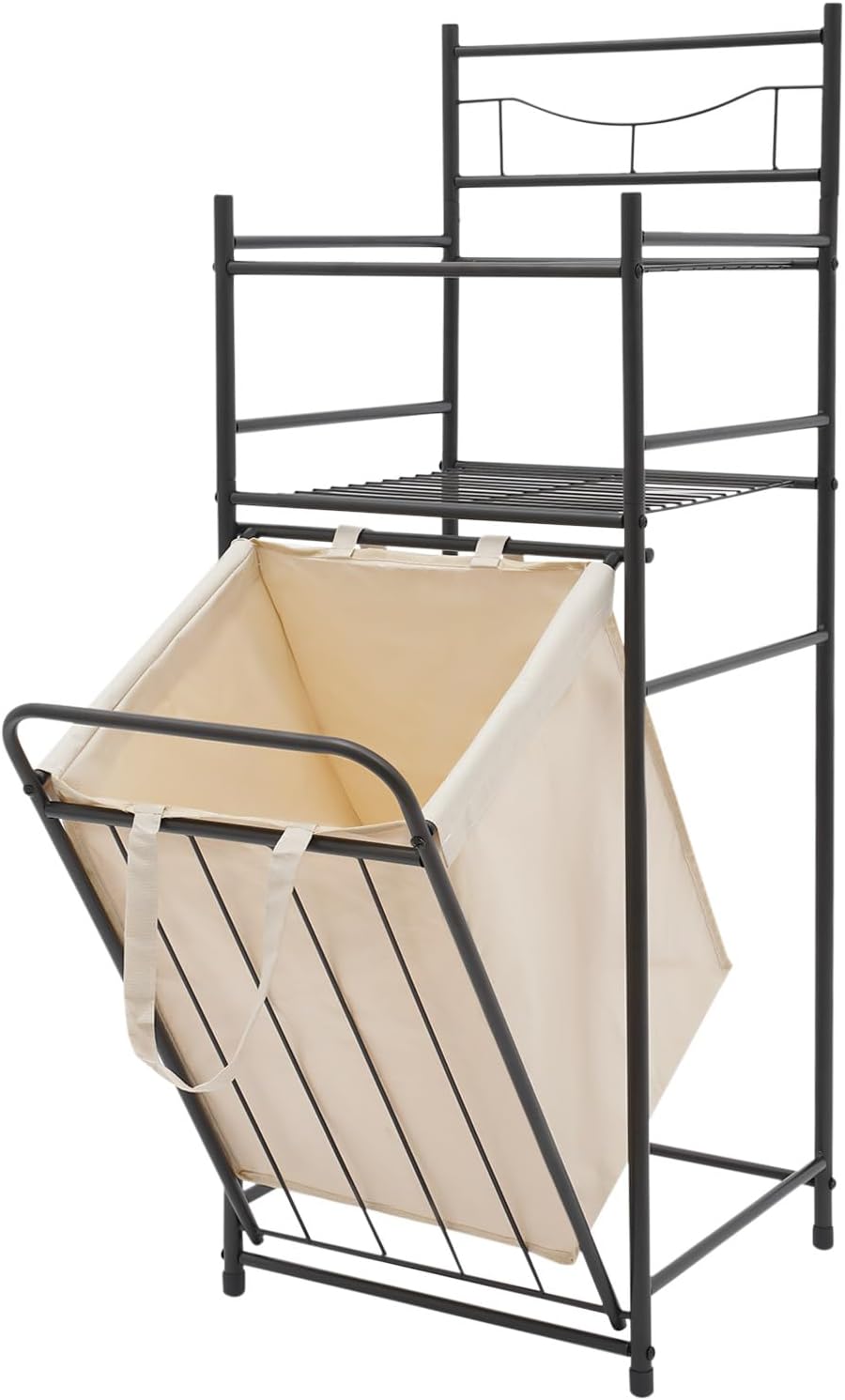 Tilt Out Laundry Hamper, Utility Laundry Basket with 2 Tier Storage Shelf and...