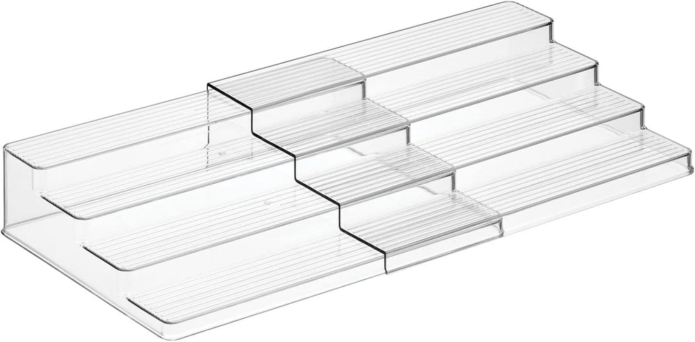 mDesign Plastic Adjustable, Expandable 4-Tier Kitchen Cabinet, Pantry, Shelf ...