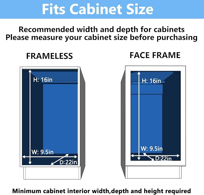 LOVMOR 2 Tier Individual Pull Out Cabinet Organizer 9" W x 21½" D, ...