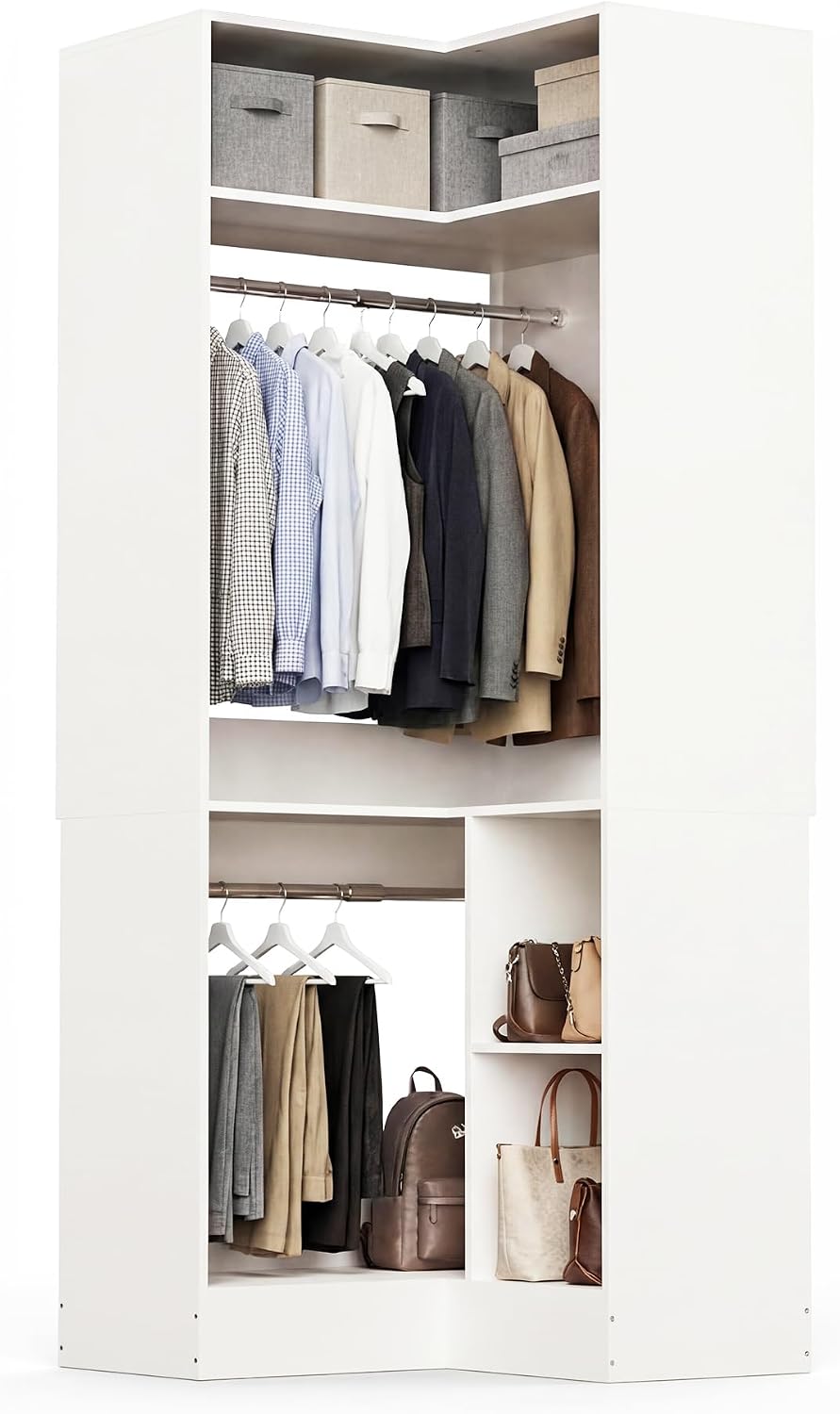 COSIEST Corner Closet System with Shelves, 33.5'' Corner closet organ...