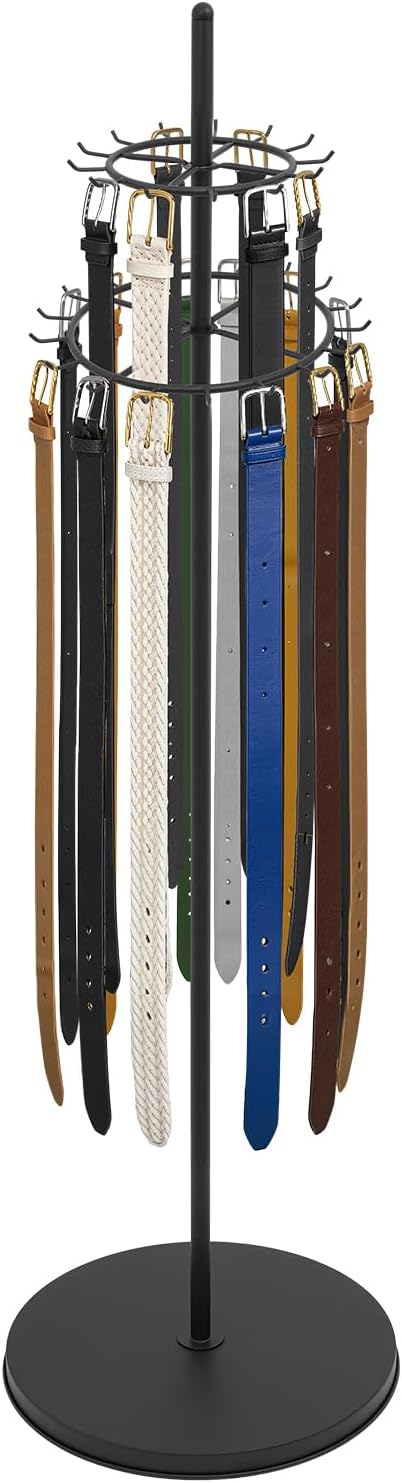 66In Floor Standing Belt Display Stand, Double-Layered Design Belt Hanger wit...