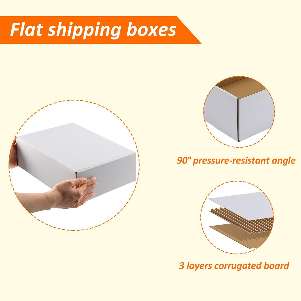 HORLIMER 12x9x4 inches Shipping Boxes Set of 20, White Corrugated Cardboard B...