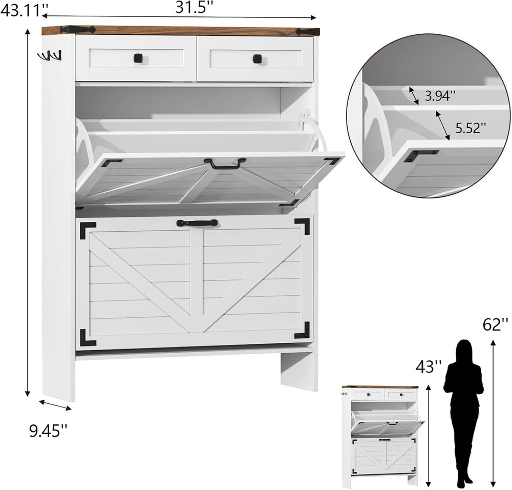 Shoe Storage Cabinet with Deodorizing Function, Farmhouse Narrow Hidden Shoe ...