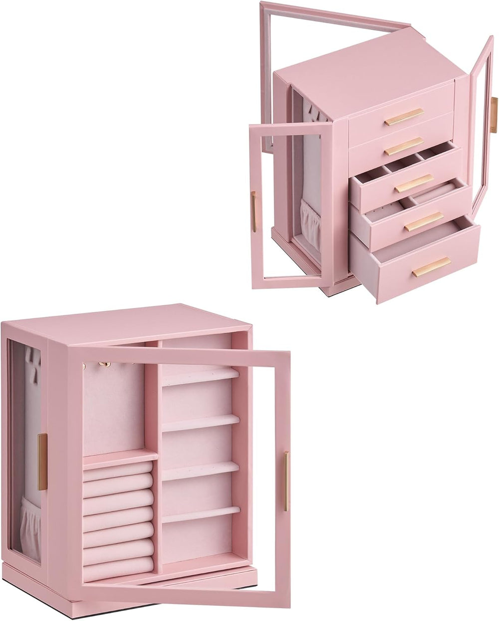 Glimmloop 360° Rotating Jewelry Box with 5 Drawers, Spacious Vertical Jewelry...