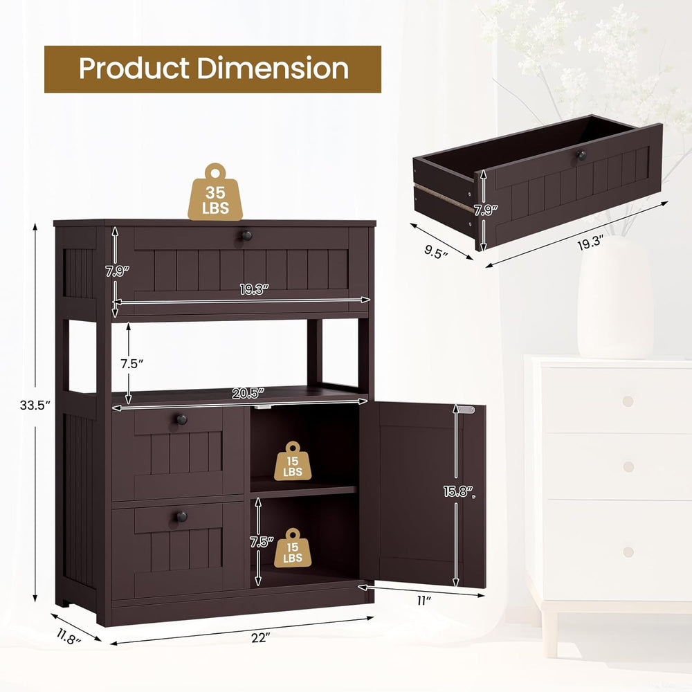 Bathroom Cabinet, Modern Bathroom Floor Storage Cabinet Organizer with 1 Door...