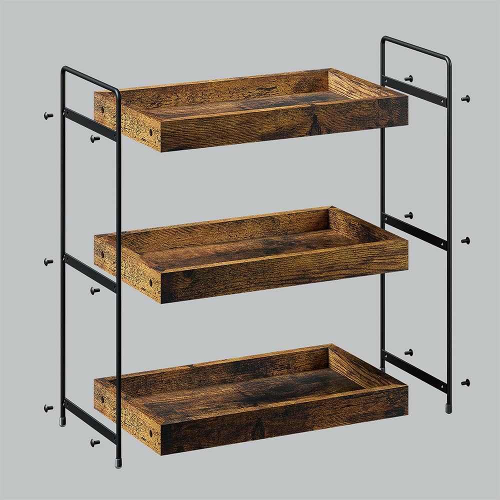 3-Tier Wood Bathroom Counter Organizer, Kitchen Spice Rack