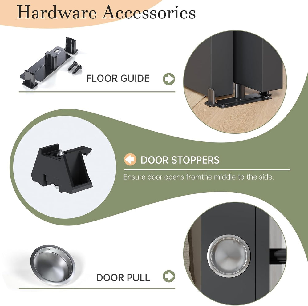 4FT/48in Bypass Double Sliding Pocket Door Hardware Kit,Commercial Grade,Alum...