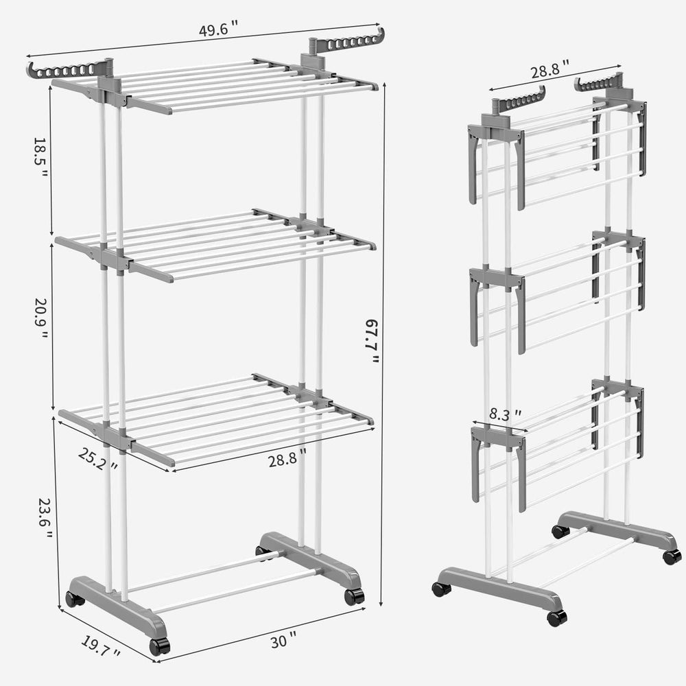 Winyousk [2023 Quality Upgrade Clothes Drying Rack, Movable 4-Tier Laundry Ra...