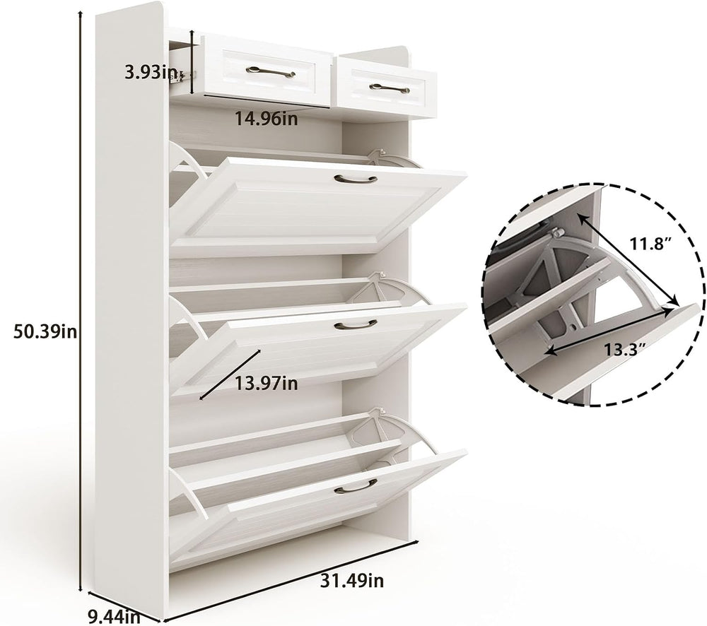 Shoe Cabinet Storage for Entryway with 3 Large Flip Drawers & 2 Drawers