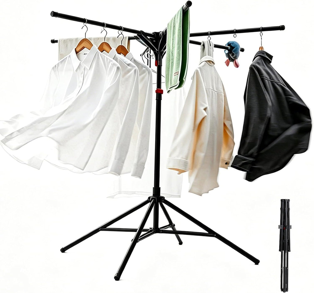 Adjustable Collapsible Umbrella Style Clothes Drying Rack, 4Legs6Telescopic A...