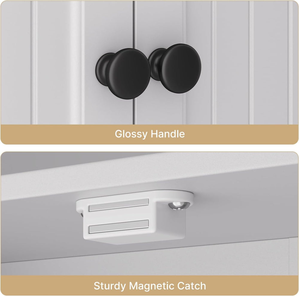 Ahomly Over The Toilet Storage Cabinet, with Five Doors, White