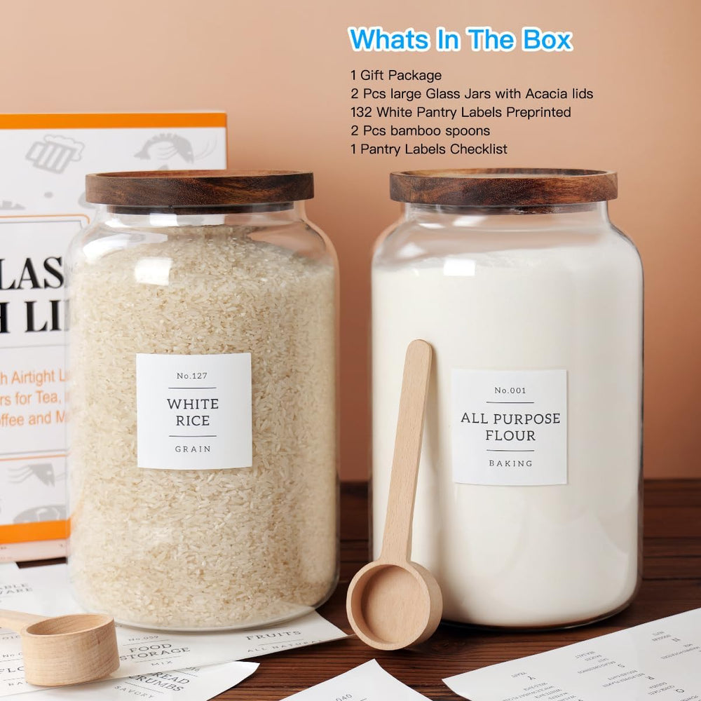 CZSZYGHBAO 2 PCS Large Glass Jar with Airtight Lid, Glass Food Storage Jars f...
