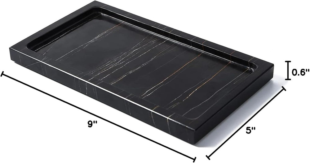 Marble Bathroom Vanity Tray Dresser Makeup Storage Organizer 9 inch