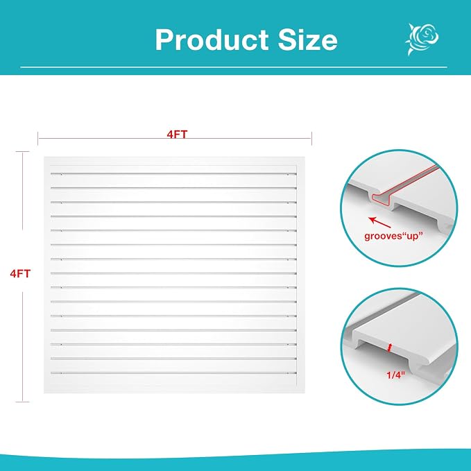 NeatiEase Slatwall Panel Wall Storage Systems, 4 x 4ft Slat Wall Paneling