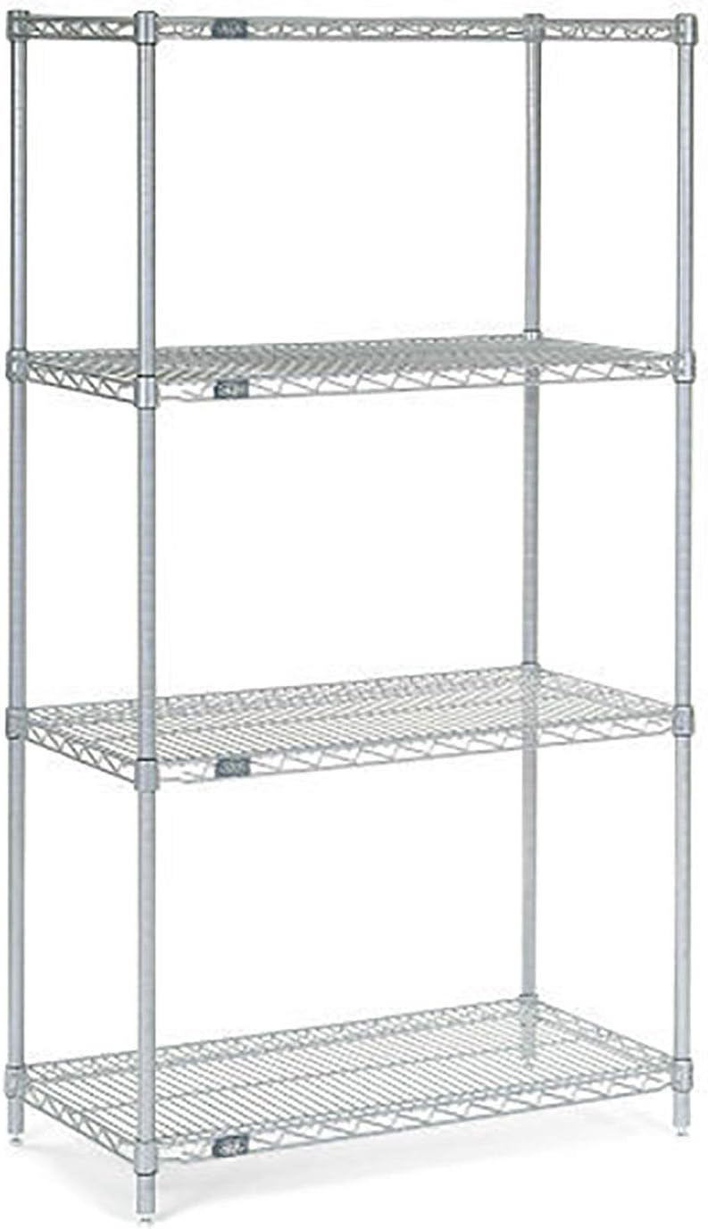 Nexel Adjustable Wire Shelving Unit, 4 Tier, Commercial Dry Storage Rack, 12&...