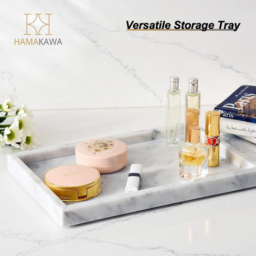 Italian Marble Vanity Tray, Real Natural Bathroom Tray 12 inch
