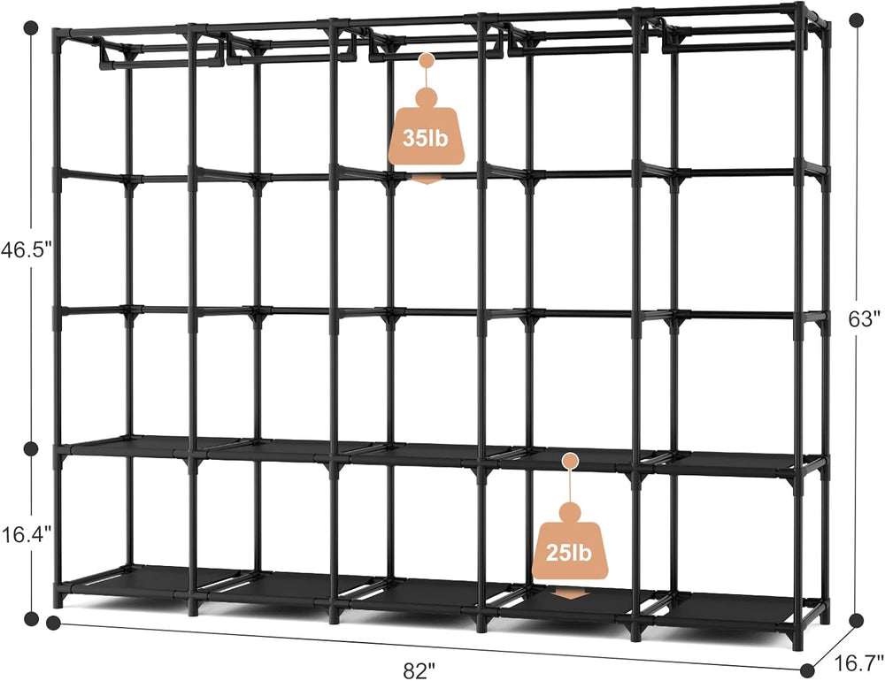 Portable Closet Storage, Portable Wardrobe Closet Organizer Clothes Rack wtih...