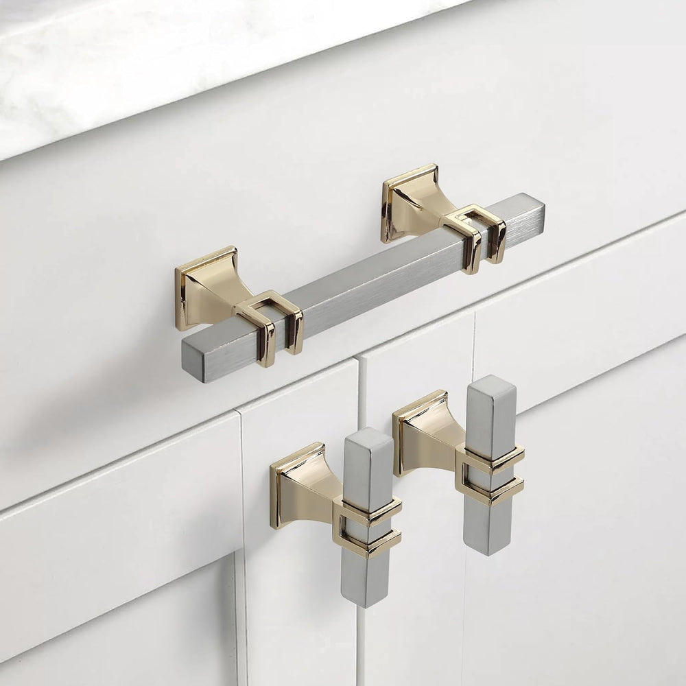 Brushed Gold & Satin Nickel Cabinet Handles Kitchen Pulls 3 Inch 10 Pack