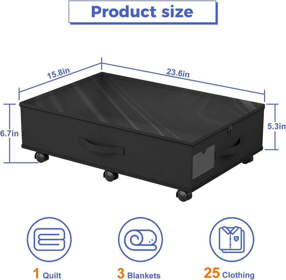 Babenest 4-Pack Under Bed Storage Organizer on 6 Wheels for Clothes