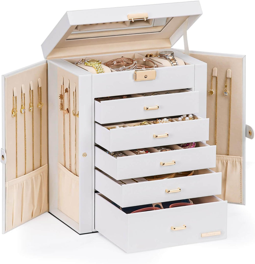Homde Jewelry Box Large for Women: 6 Layers Organizer with 5 Drawers