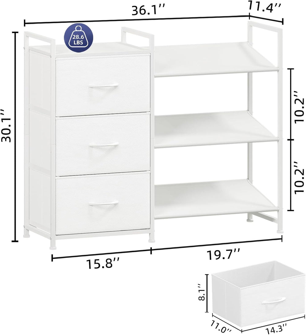 Somdot Shoe Rack, 3 Tier Shoe Organizer with 3 Drawers, Shoe Storage Shelf