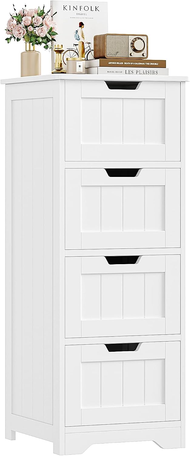 FOTOSOK Bathroom Storage Cabinet with 4 Drawers, Small Bathroom Cabinet