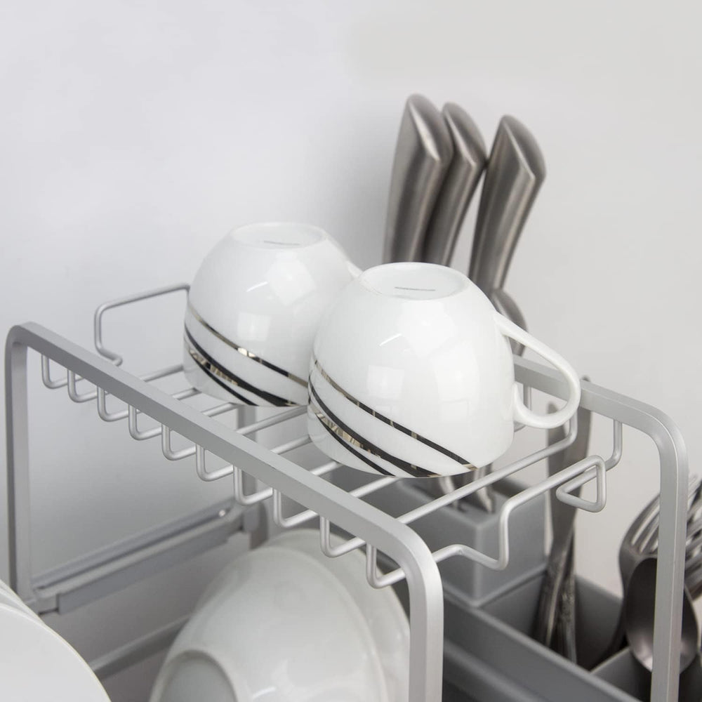 GMT-10353-B Aluminum Dish Drying Rack with Utensil Holder - 2 Tier Kitchen Co...