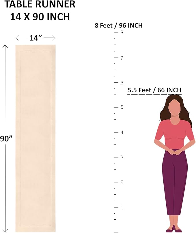 Solino Home Linen Pumpkin Table Runner 90 Inches Long - 100% Pure Linen Hemst...